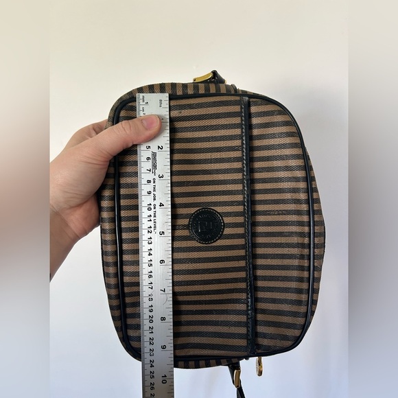 Vintage Fendi Crossbody Bag Striped canvas with leather crossbody strap - Picture 15 of 16